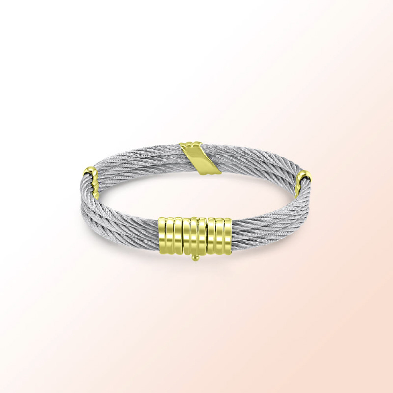 Man's 18k.y. gold and cable st. steel bracelet