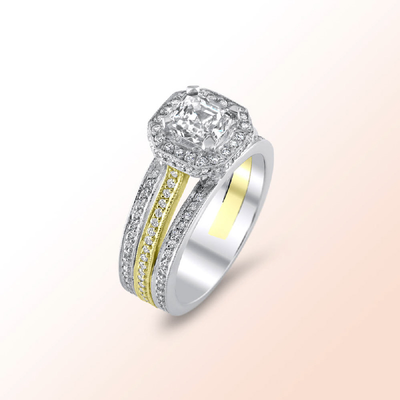 18k 2 tone Diamond Engagement Ring