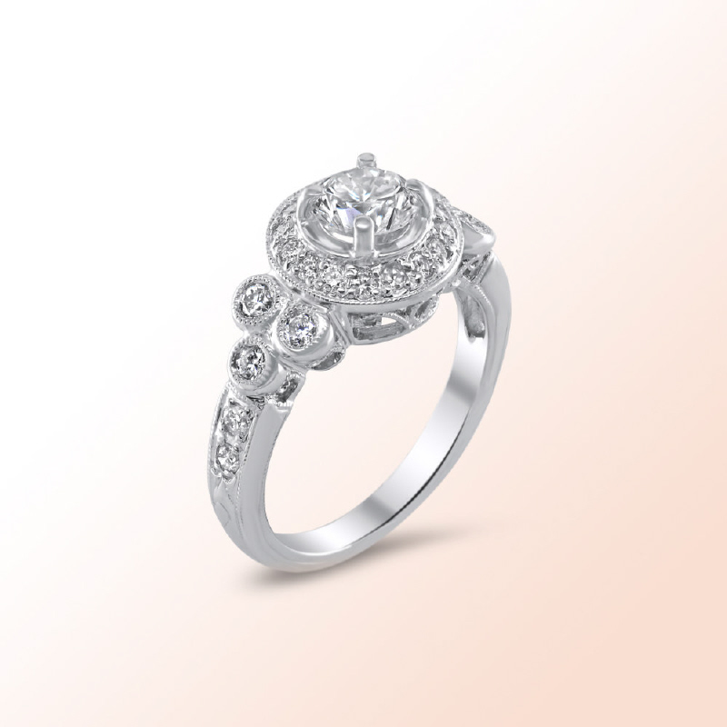 14k.w. Diamond Engagement Ring  1.13Ct.